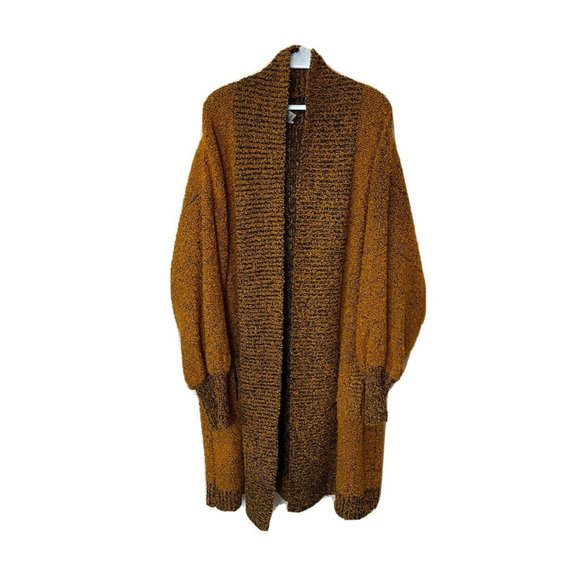 Vintage Puff Sleeve Oversized Long Cardigan Sweater Coat - Picture 1 of 8